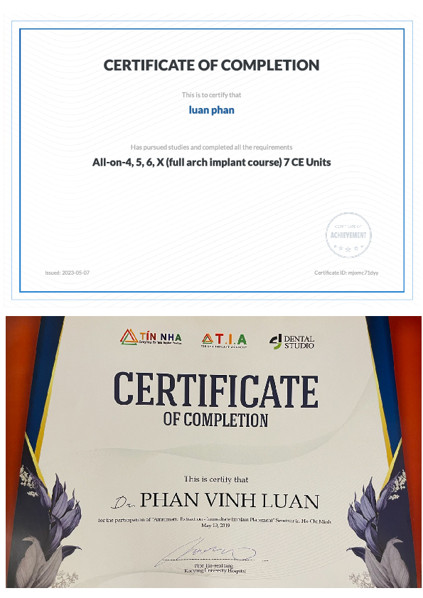 PHAN VINH LUAN, D.D.S chứng chỉ hành nghề bác sĩ Luân (1)