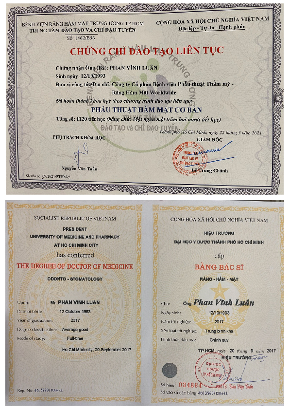 PHAN VINH LUAN, D.D.S chứng chỉ hành nghề bác sĩ Luân (4)