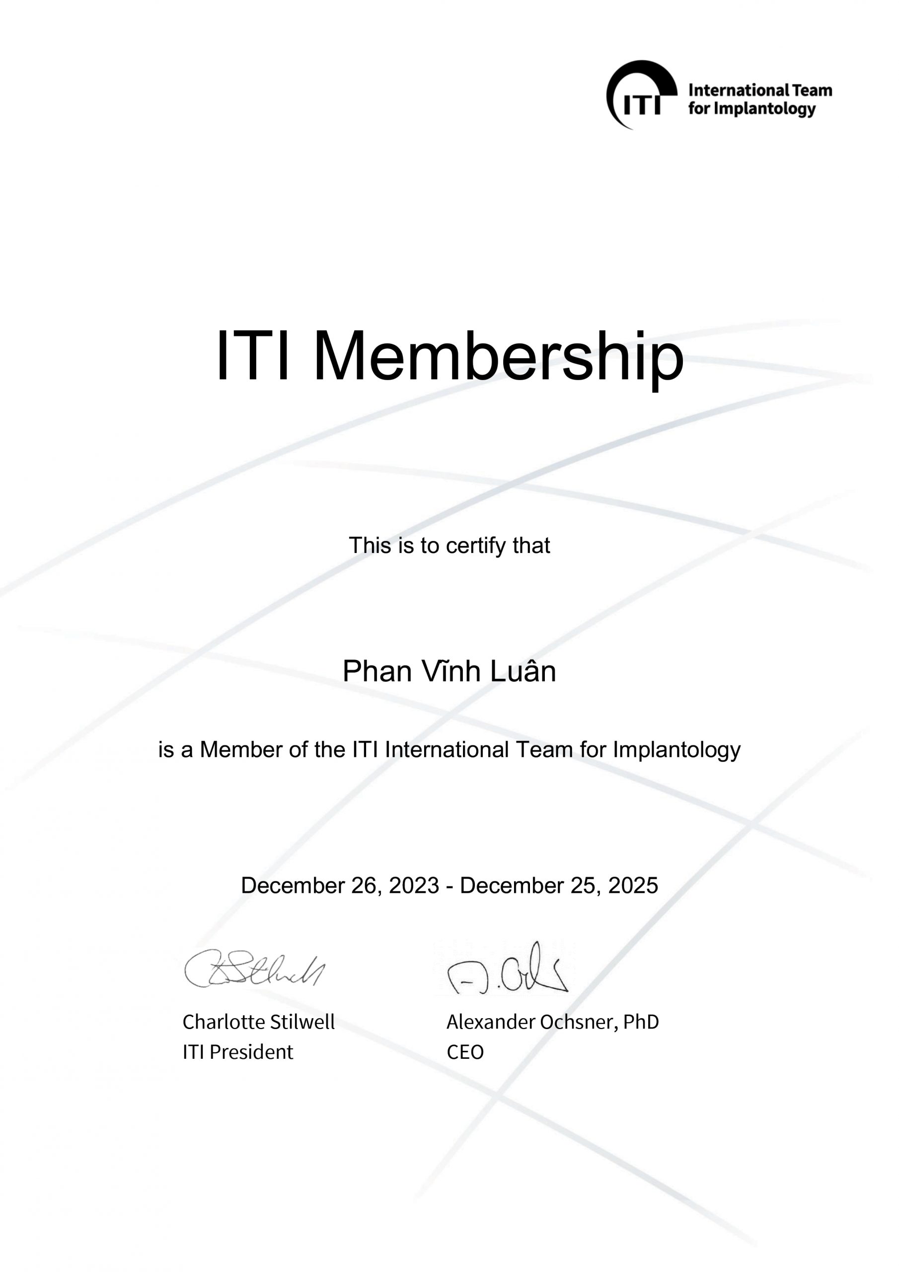 PHAN VINH LUAN, D.D.S Certificate DR.Phan Vinh Luan