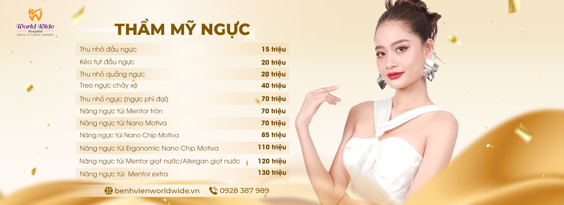 Bảng giá thẩm mỹ ngực