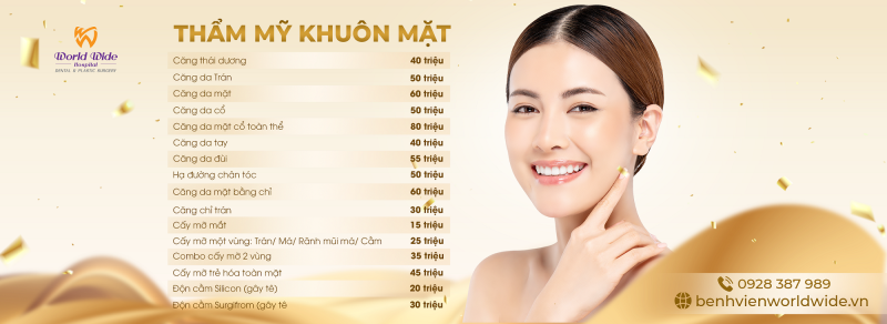 bảng giá thẩm mỹ khuôn mặt